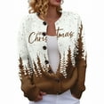thumbnail image 2 of Chandails d'Hiver Grande Taille pour Femmes Mode Décontractée Imprimé de Noël Cardigan Veste Café TTG, 2 of 5
