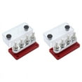 thumbnail image 1 of 2X 600A Bus Bar 4-Stud (3/8 Inch) M10 High Current Copper Busbar Terminal Block Marine DC 12V 24V 48V with Cover(Red), 1 of 5