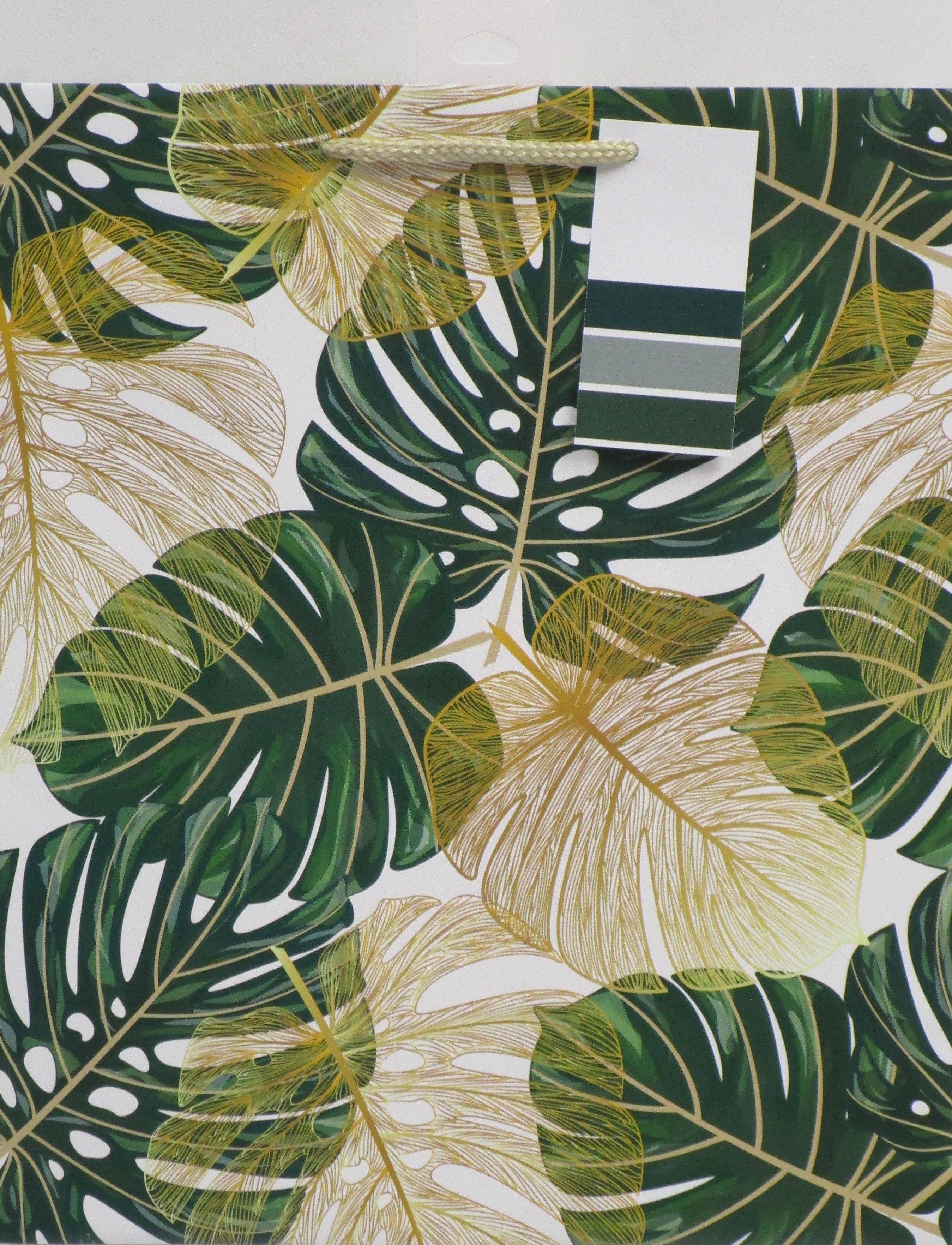 Way to Celebrate All Occasion Large Paper Gift Bag Botanical Monstera, 10" x 5" 12"