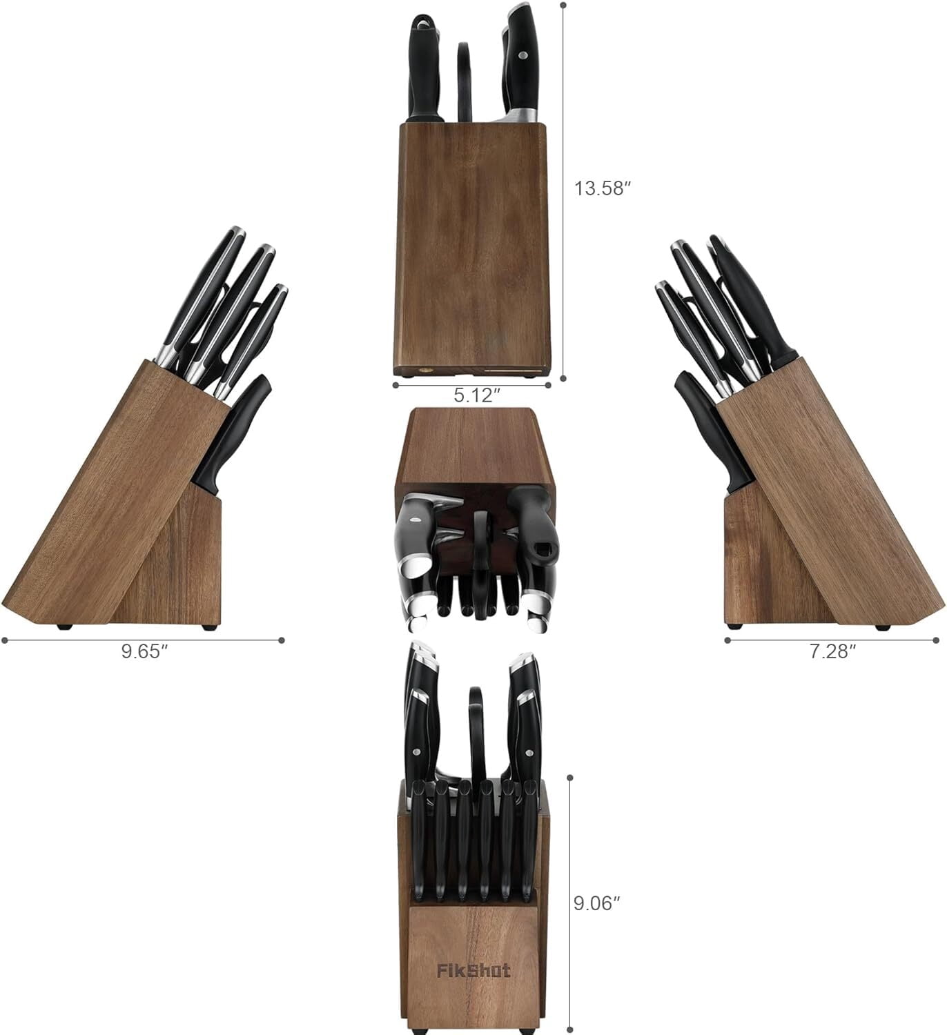 FIKSHOT 14-Piece Kitchen Knife Set with Built-in Sharpener, Professional White Stainless Steel Chef Knives, Dishwasher Safe
