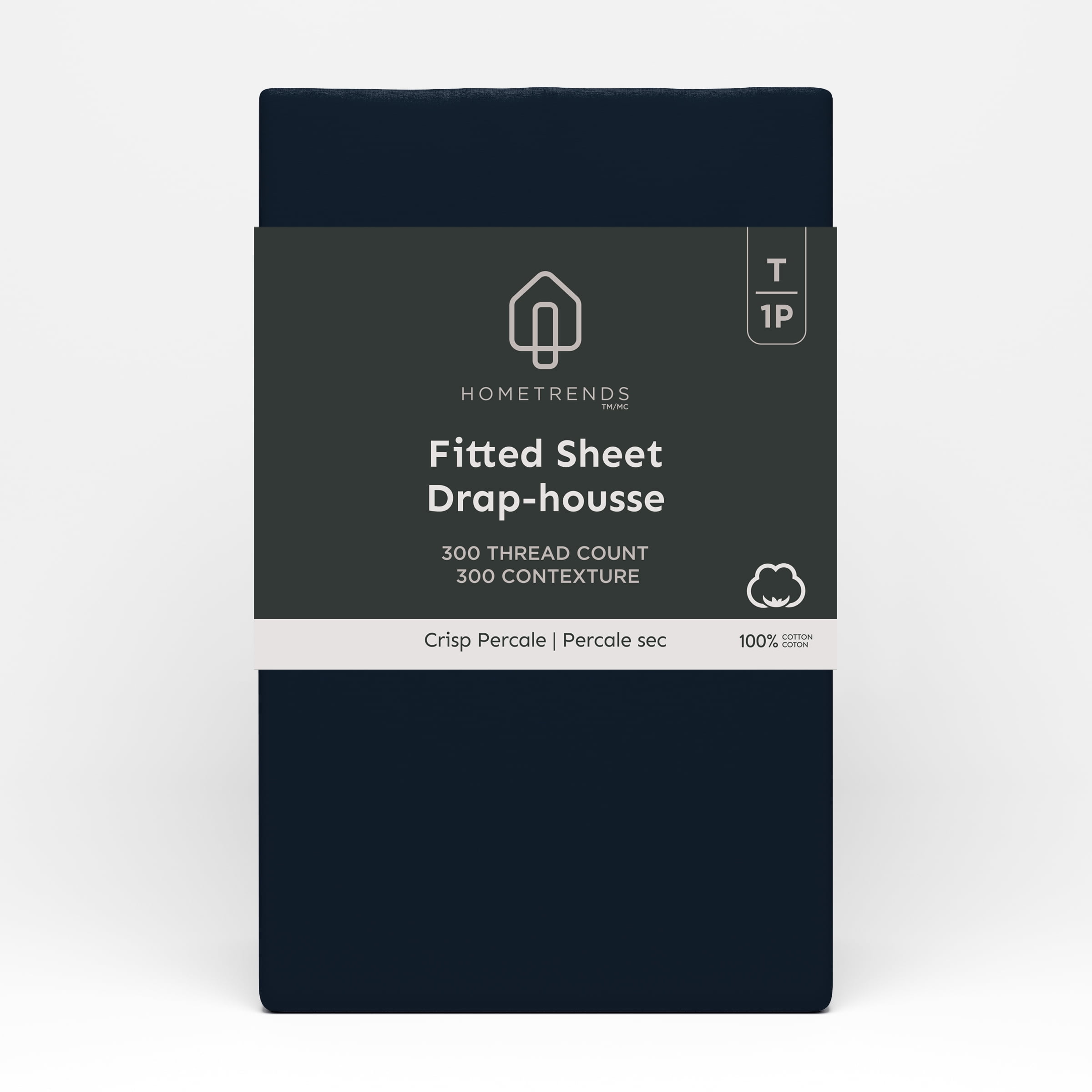 Hometrends 300 TC Brushed Percale Fitted Sheet, HOME TRENDS PL HT 300TC FITT BLK Q