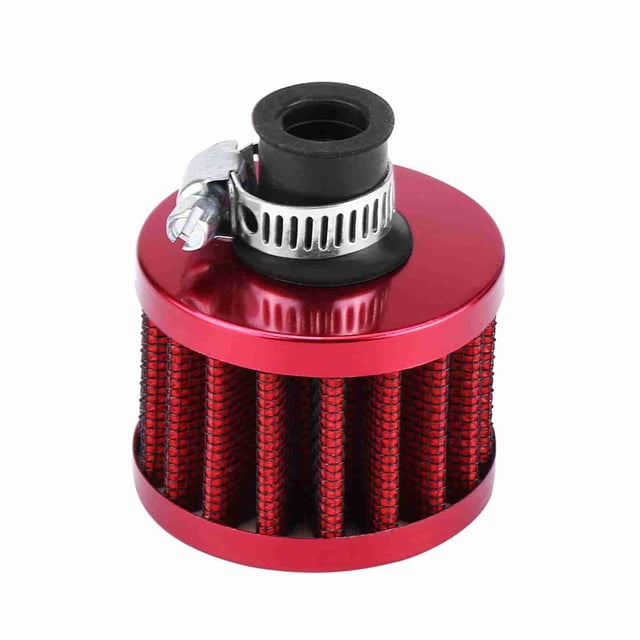 Kit de filtro de admisión de aire frío universal para coche de 12 mm, tapa de ventilación del cárter, respiradero rojo