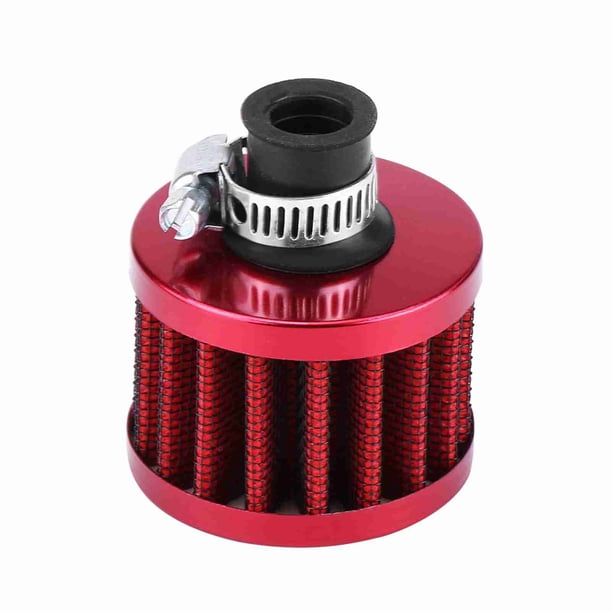 Kit de filtro de admisión de aire frío universal para coche de 12 mm, tapa de ventilación del cárter, respiradero rojo