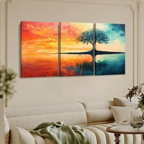 Tree of Life Canvas, 3 Canvas Wall Art Set, Large Natural Wall Decor, Suitable for Living Room,Bathroom(Only canvas)