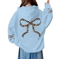 thumbnail image 6 of Preppy Cute Pullover Tops, Long Sleeve Hooded Tops Hooded Sweatshirt for Girls Cute Leopard Sweatshirts Long Sleeve Warm Tops Preppy Cute Pullover, Light Blue 100, 6 of 7
