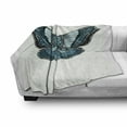 thumbnail image 3 of Death Moth Soft Flannel Fleece Blanket, Skull on Butterfly Body Hipster Bush Myth of Universe in Mother Nature, Cozy Plush for Indoor and Outdoor Use, 50" x 70", Pale Blue and Petrol, by Ambesonne, 3 of 6