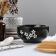 thumbnail image 5 of Ramen bowl set, Japanese ramen noodle bowls with lidded spoon, large ceramic soup bowl, hand drawn black rice bowl 6.5 inch-p retro noodle bowl, 5 of 5