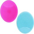 thumbnail image 1 of Cepillo de limpieza facial purificante facial de silicona suave de 2 piezas para exfoliar y masajear para limpiar los poros (rosa + verde) ER, 1 of 5