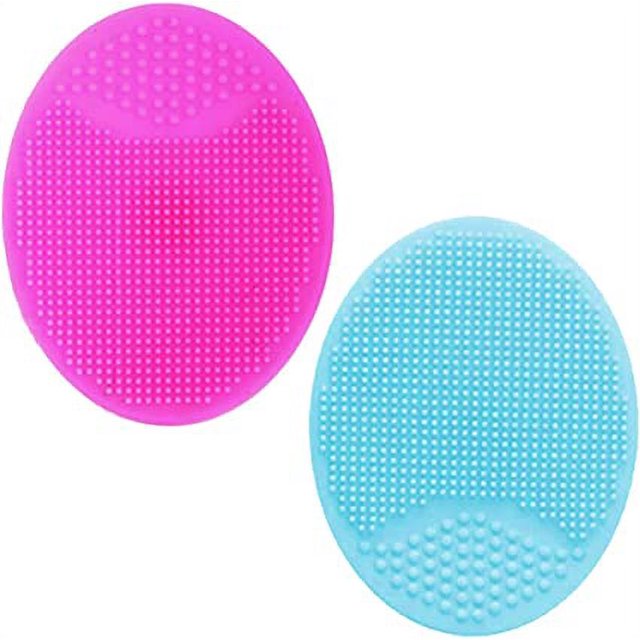 Cepillo de limpieza facial purificante facial de silicona suave de 2 piezas para exfoliar y masajear para limpiar los poros (rosa + verde) ER