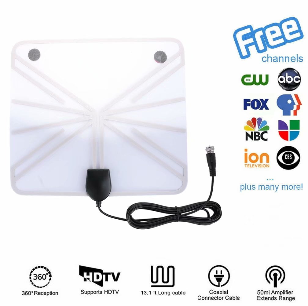 Update 80 Miles HDTV Amplifier Signal Booster Support 4K 1080P HD TV Antenna Freeview Ultra Long Range 13.1ft Coax Cable Detachable Antenna TV Antenna 