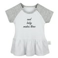 thumbnail image 4 of Pack of 2, Player 3 Has Entered The Game & And Baby Makes Three Funny Dresses For Baby, Newborn Babies Skirts, Infant Princess Dress, Toddler Frocks (Gray Raglan Dresses, 0-6 Months), 4 of 5
