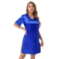 thumbnail image 5 of inhzoy Women's Satin Nightgowns V Neck Side Split Sleepshirt Short Sleeves Sleepwear Nightshirt, 5 of 7