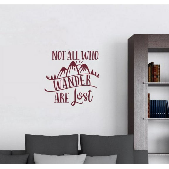 Travel RV Wall Art Decal Not All Who Wander Are Lost Inspirational Quotes 12x12-Inch Burgundy