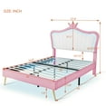 thumbnail image 2 of THOWDEE Full Size Princess Platform Bed with Crown Shape Headboard, Upholstered Bed Frame with LED Lights, 76"L X 57.9"W X 55.1"H 500 Lbs Load, White+Pink, 2 of 9
