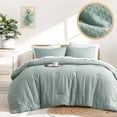 thumbnail image 3 of Regency Heights 3-Piece Microfiber Soft Thick Comforter Set, King/Cal-King, Sage Green, 3 of 9