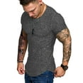 thumbnail image 3 of HIMONE Men Athletic Workout Shirt Sport Running Slimming Body Shaper Tee Tops Rib Knit Round Neck T-Shirts, 3 of 4