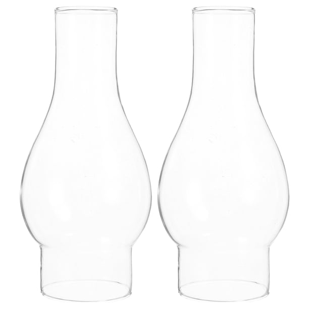 2 pantallas de lámpara de queroseno de vidrio de repuesto delicadas, pantalla de lámpara de vidrio transparente, chimenea de lámpara