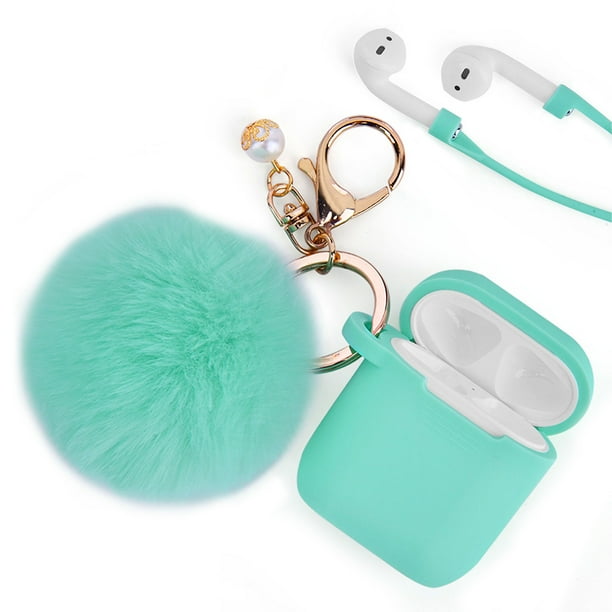 Apple AirPods Case Silicone Skin Cute Fur Ball Ornament Keychain