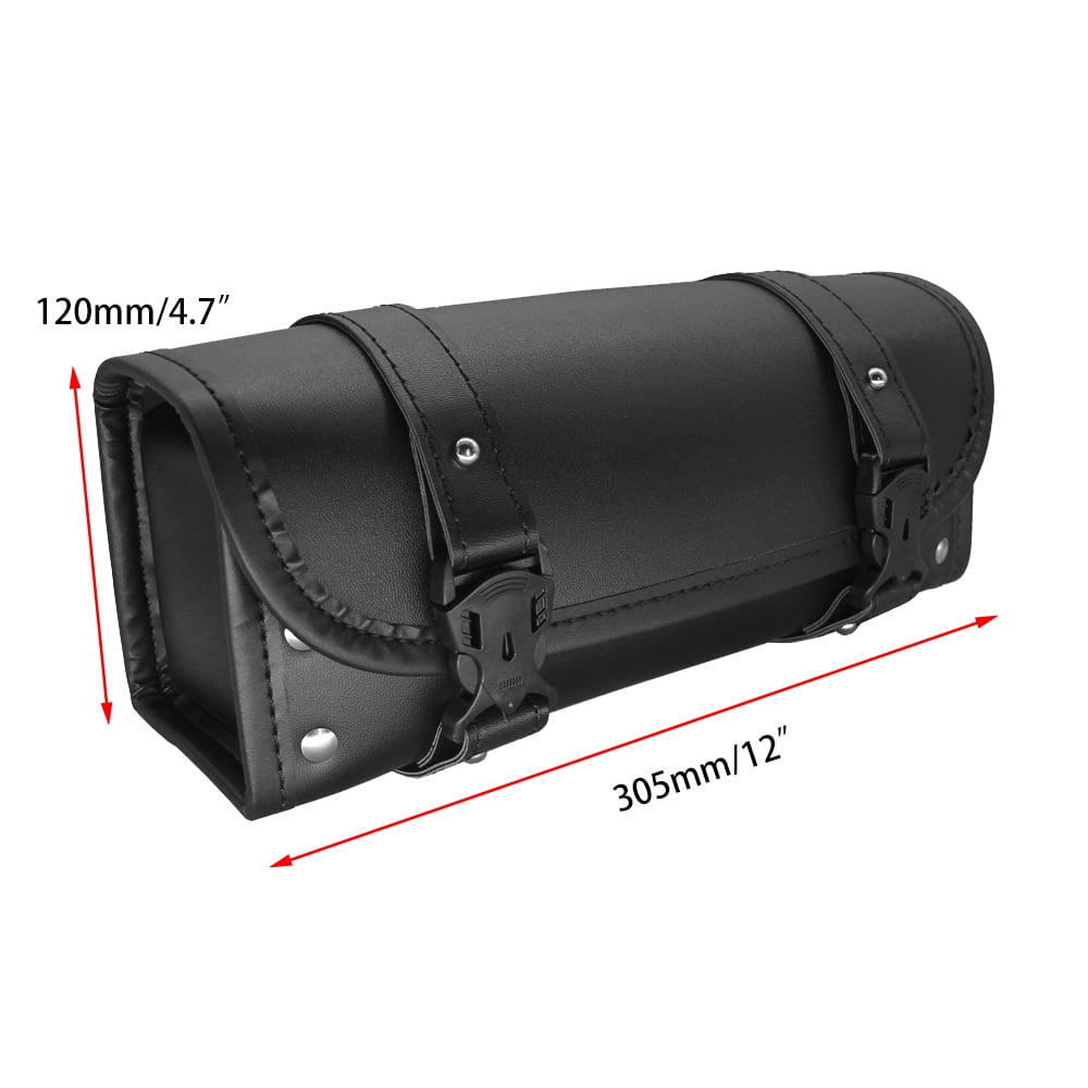 Motorcycle Fork Bag, PU Leather Handlebar Tool Bag Storage Bag for Harley Suzuki Kawasaki with 2 Straps TAPDRA Spare Part