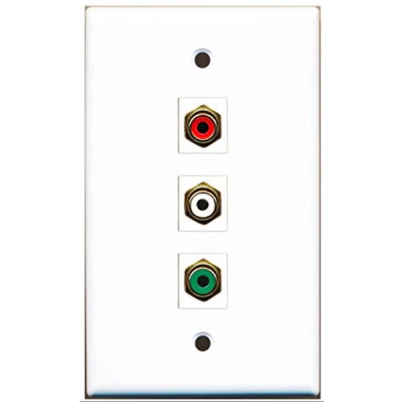 RiteAV - 1 Port RCA Red and 1 Port RCA White and 1 Port RCA Green Wall Plate