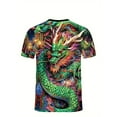 thumbnail image 2 of Men's Dragon Printed T-Shirt, Casual Short Sleeve Round Neck T-Shirt, Men's Outdoor Wear, 2 of 6