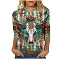 thumbnail image 2 of JTZGDY Western Shirts for Women Plus Size Ethnic Style Tops Plus Size 3/4 Lenght Sleeve Vintage Bleached Crewneck Tunic Tees Loose Oversied Graphic Tshirt Tops Multicolor#10 M, 2 of 6