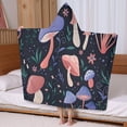 thumbnail image 5 of Colorful Mushroom Flower Dark Pattern Hooded Bath Towel，60"x35" for Ages 3 To 12 Kids, Quick Dry Lightweight Soft Microfiber Hood Beach Towel Cover Up for Kids, 5 of 7