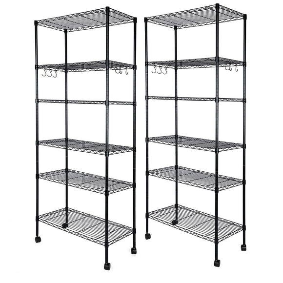 Shelving Simple Deluxe, resistente, 6 estantes, 180 x 35 x 182 cm, color negro