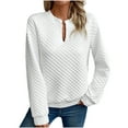 thumbnail image 2 of Women's Hoodless Sweatshirt Sweatshirt for Notched V Neck Long Sleeve Casual Pullover Tops, 2 of 8