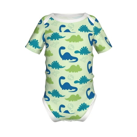 

Yiaed Cute Dinosaur Blue Green Print Infant Climbing Short Sleeve Onesie One-Piece Baby Bodysuit Clothes 0-12 Months -18 Months