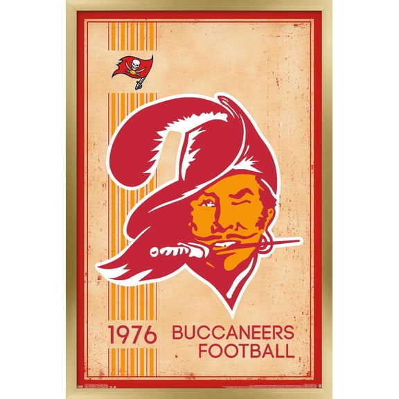 NFL Tampa Bay Buccaneers - Retro Logo 14 Wall Poster, 14.725" x 22.375", Framed