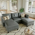thumbnail image 1 of LLappuil Modular Sectional Sofa, 5 Seat Modular Sectional Sofa with Storage, Faux Leather Waterproof Sofa for Living Room, 1 of 9