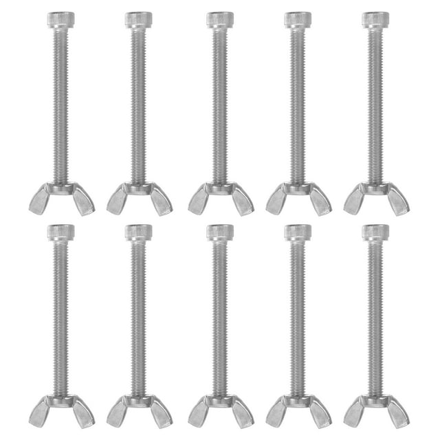 Shisuyan 10 Pairs of Stainless Steel Screw Bolts with Wing Nut Kit Machine Accessory
