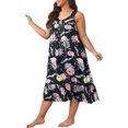thumbnail image 5 of Vestido Irfora Vestido de tumbona para mujer, estampado floral, sin mangas, de talla grande, camisones sueltos, pijamas para descansar Irfora Vestido, 5 of 5