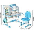 thumbnail image 2 of YNCE Kids Functional Desk and Chair Set, Height Adjustable Children Study Table Chair Set with Cartoon Patternwith Drawer, Multi Bookstand Desk for Boys Girls Age 3-18 (Blue #3), 2 of 8
