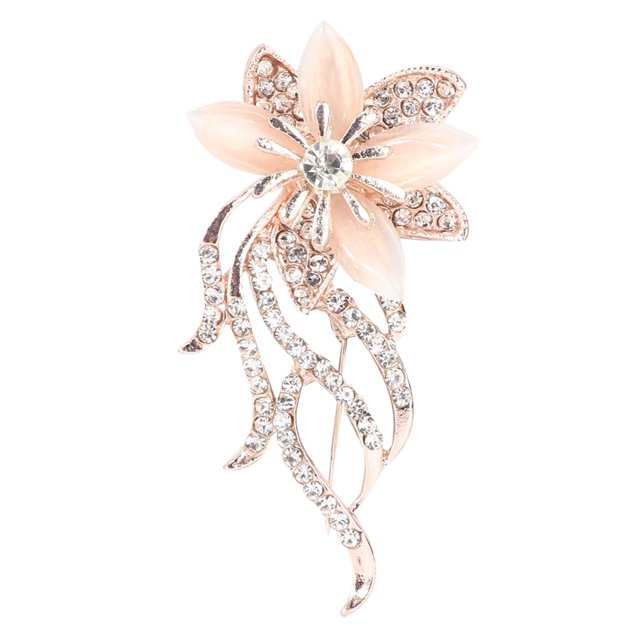 Broche elegante con forma de flor de aleación y diamantes de imitación para mujer, accesorio de joyería para decoración de ropa