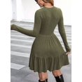 thumbnail image 4 of Katigan Womens Long Sleeve Fall Dresses with Flowy Casual Ribbed Knit Crew Neck Knee Length Sweater Dress Army Green M, 4 of 6