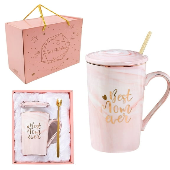 Gift for Mom Birthday Mother Day Gifts from Daughter Son Best Mom Ever Coffee Mug Christmas Gifts for Women with Spoon Gift Box Design 1