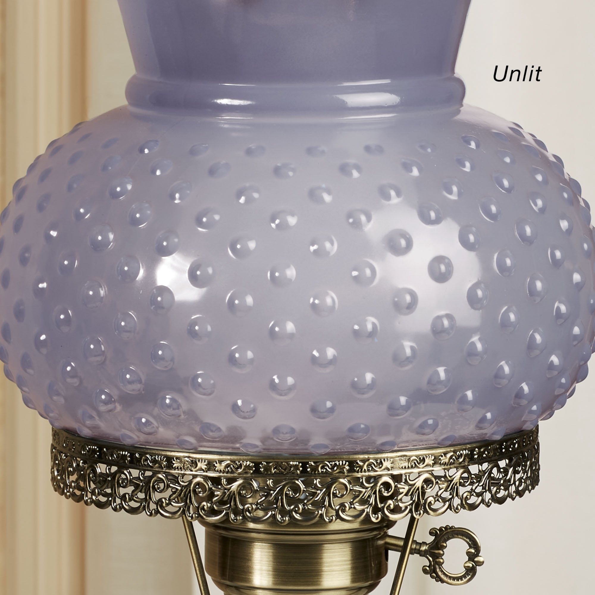 Mindy Hobnail Glass Table Lamp - Blue Shade - Handcrafted Globe - Blown by Hand - Hurricane Chimney Style - Victorian Lamps for Desk, Bedroom, Living Room - 20.5 Inches High