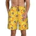 thumbnail image 2 of Uemuo Honeycombs Pattern Men's Swim Trunks Hawaiian Beach Bathing Suit Swimsuits Beach Quick-Dry Shorts with Pockets-, 2 of 9
