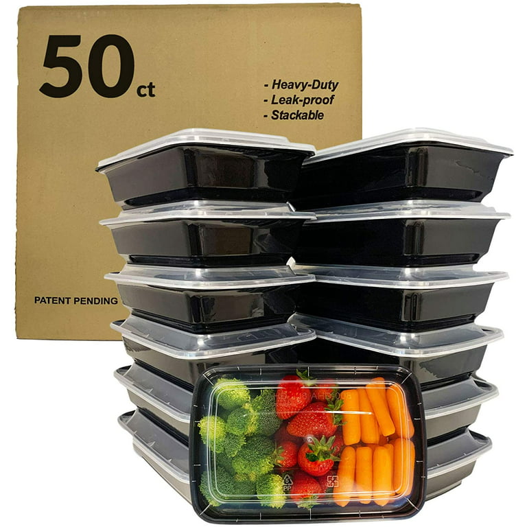 Reli. Meal Prep Containers, 28 oz. (50 Pack) - 1 Compartment Food Containers with Lids, Microwavable Food Storage Containers
