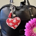 thumbnail image 3 of Popfizzy Red Heart Keychains for Women and Girls, Bedazzled Polka Dot Purse Charm, Bling Backpack Accessories, Heart Gifts, 3 of 8
