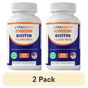 (2 pack) Vitamatic Biotin 10,000 mcg for Stronger Hair, Skin & Nails - 365 Vegan Tablets- Also Called Vitamin B7