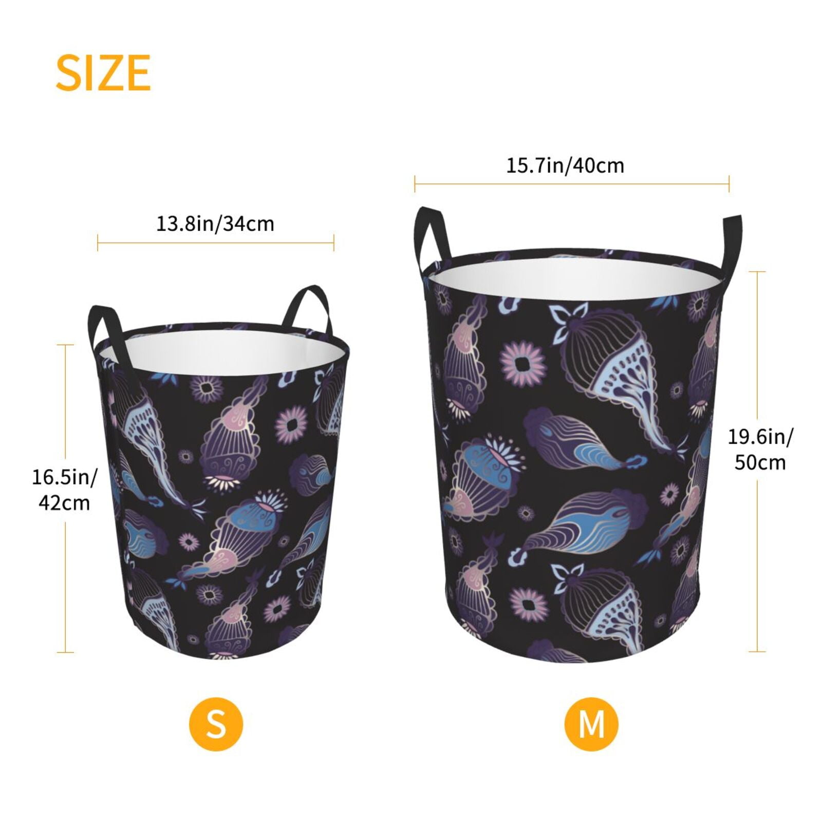 Large Laundry Basket with Handles - Jellyfish Tentacle Kids Baby Dirty Clothes Laundry Hamper for Bedroom Aesthetic