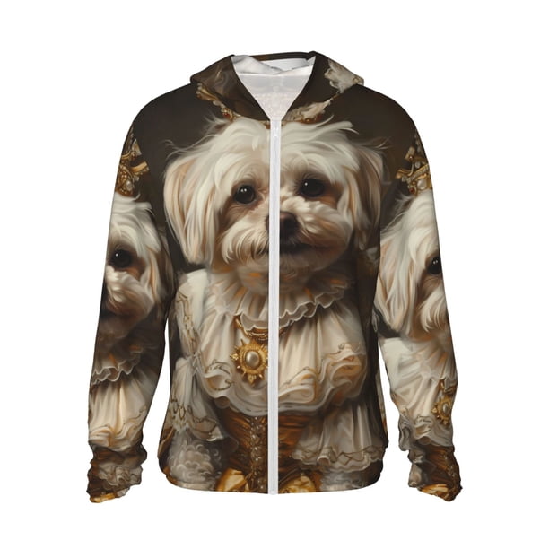 Balery Regal Dog In Royal Attire Sudadera ligera de manga larga con capucha y protección solar UPF 50+ para hombre y mujer, ideal para pesca y running-XX-Large