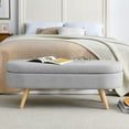 thumbnail image 3 of Jopath 43.5" Ottoman Oval Storage Bench, Linen Fabric Upholstered Entryway Bench with Storage, Entryway Shoe Seat Bench for Living Room, Bedroom, End of Bed, Entryway, Gray, 3 of 6