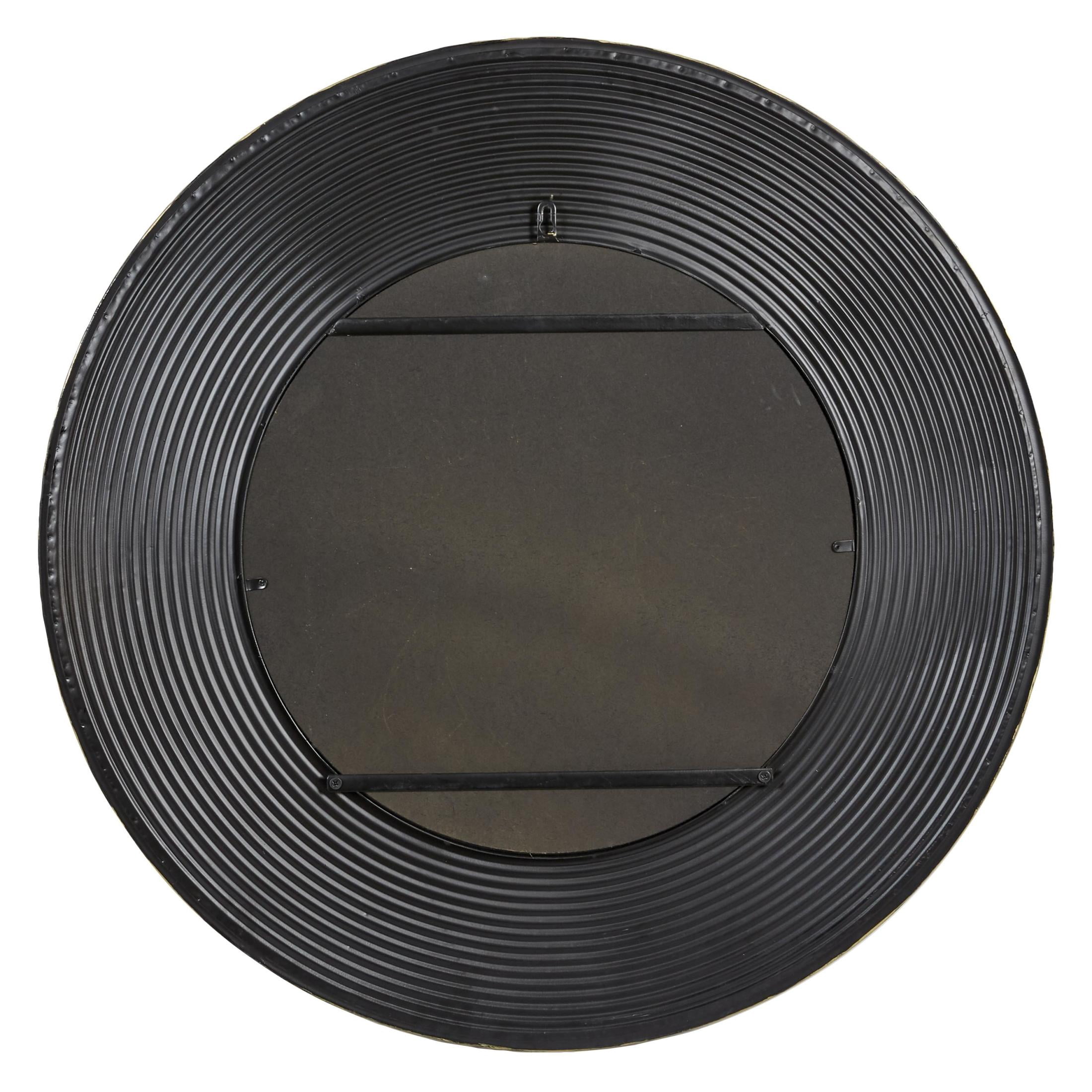 CosmoLiving by Cosmopolitan 35" x 35" Black Ribbed Wall Mirror with Gold Edges