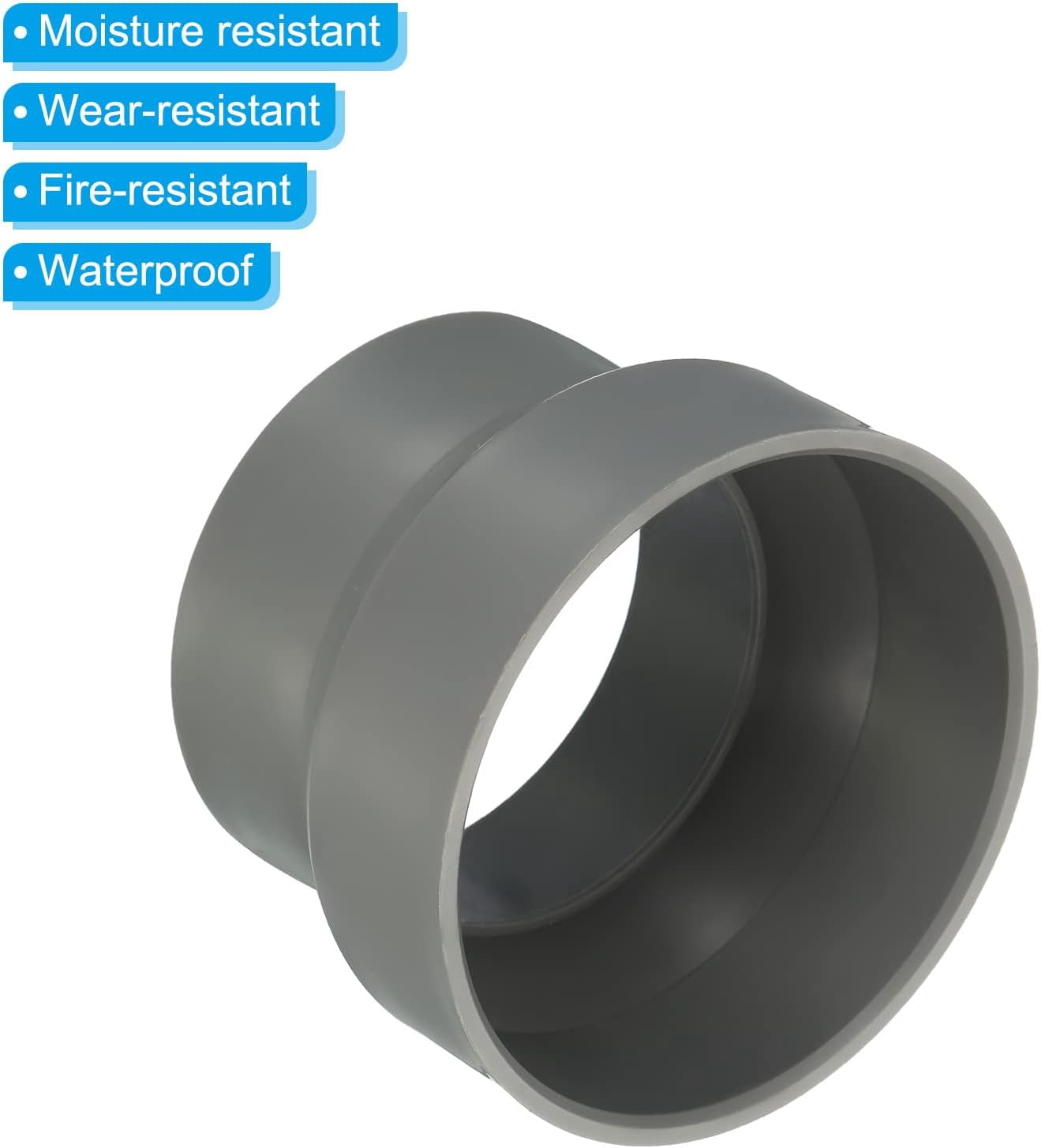 MKEUDQ-4.3" to 3.5" Duct Reducer Connector, Heating Cooling Ventilation Tube Fire-Resistant Increaser Adapter Pipe Fitting for Vent System, Grey