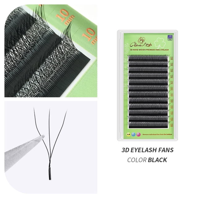 GLAMLASH L/LU/MW Forma Extensión de pestañas 3D Volumen prefabricado Pestañas estilo W YY Pestañas Faux Mink Volume Pestañas Pestañas naturales Dengxun unisex