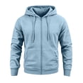 thumbnail image 4 of Nestiefly Full Zip Hoodies for Men Oversized Hooded Fleece Sweatshirt Thermal Open Front Cardigan, Zipper Jackets, Basic Fit, Warm Light Blue XL, 4 of 4